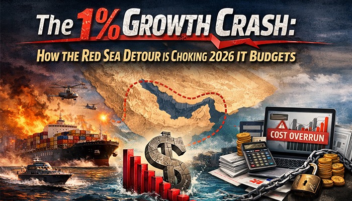 The 1% Growth Crash: How the Red Sea Detour is Choking 2026 IT Budgets